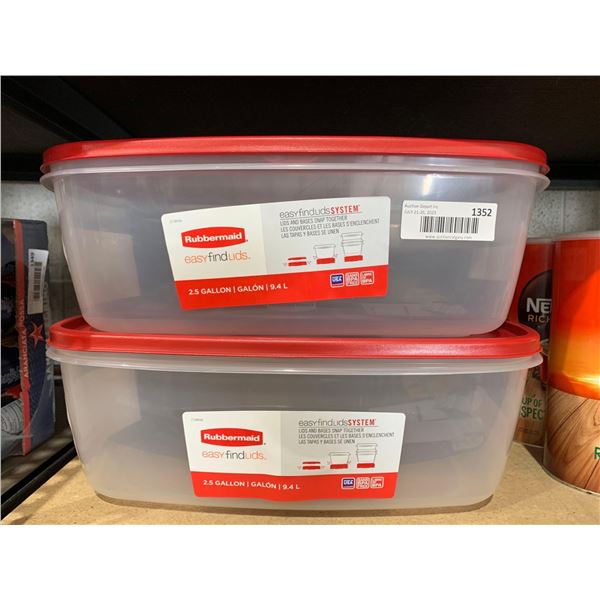 Rubbermaid Easy Find Lids System 2.5 Gallon Food Storage Totes Lot of 2