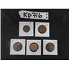 Image 1 : 5 Canadian Large Pennies 1907, 1911, 1912, 1915, 1918