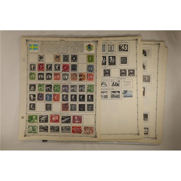 20 STAMP COLLECTORS PAGES. 13 PAGES HAVE STAMPS