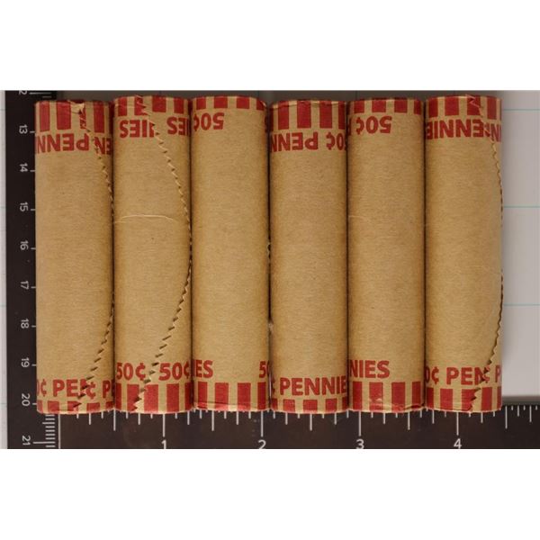 6 SOLID DATE ROLLS OF 2007-P BU LINCOLN CENTS