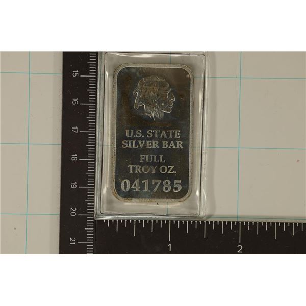 1 TROY OZ .999 FINE SILVER PF INGOT US STATE