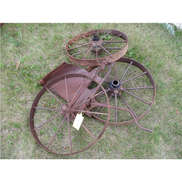 (3x Bid Price) (2) 24" Steel Wheels, (1) 27" Steel Wheel