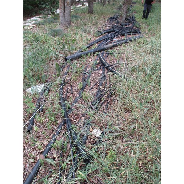 Pile of 1/2" Poly Tubing and Weeping Tile (Various Length, Sizes and Condition)