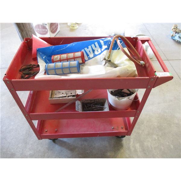 4 Wheel Tool Cart with Contents