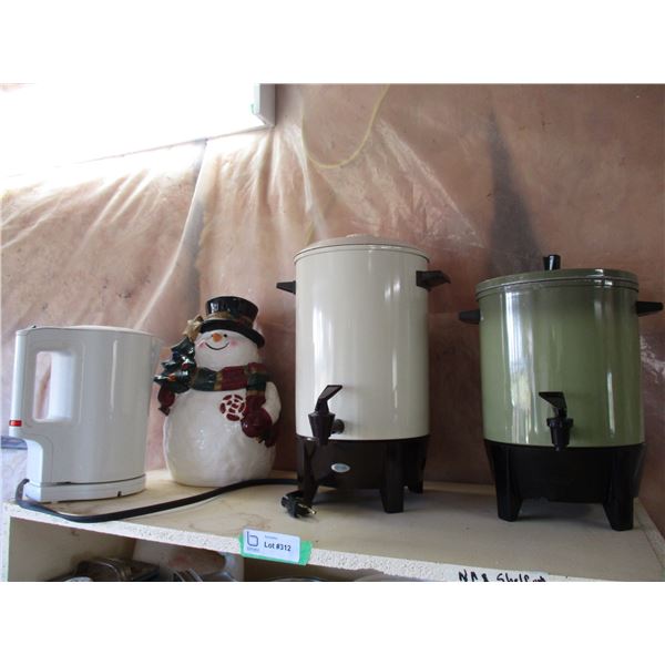 (2) Coffee Perks, Snowman Ceramic Cookie Jar, Water Butler