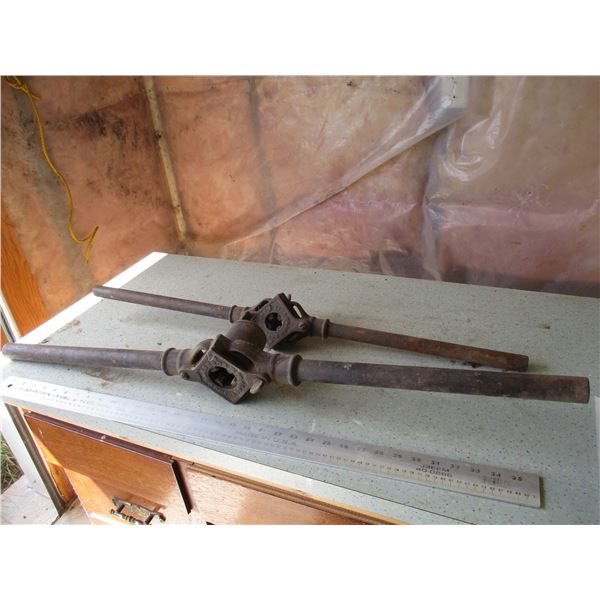 (2) Vintage Pipe Threaders (Large Handles have 1" die; Small Handles have 1/2' die)