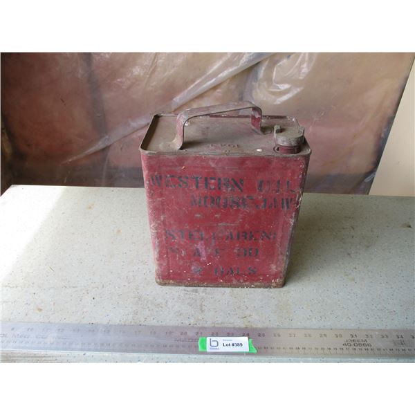 1943 Western Oil Moose Jaw 2 Gallon Oil Tin