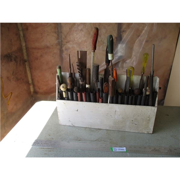 Display Rack with Files of Various Types & Sizes, Some with Creative Handles