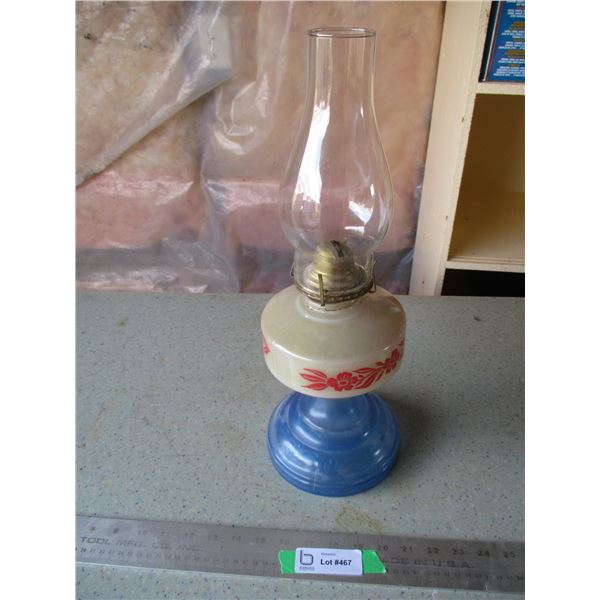 Vintage Oil Lamp with Blue Base