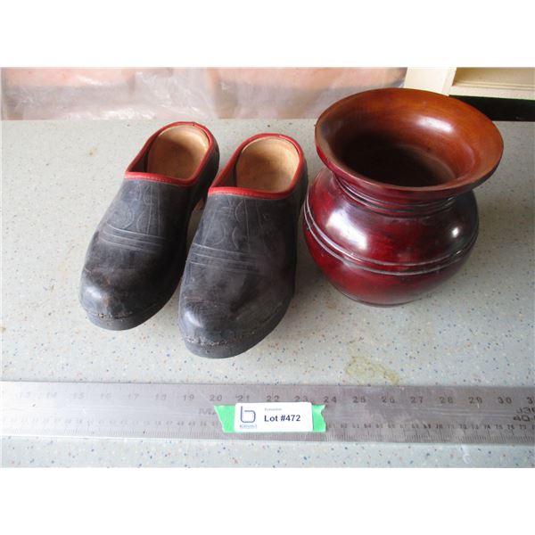 Spittoon Shaped Wooden Planter, Size 40 Wooden Shoes