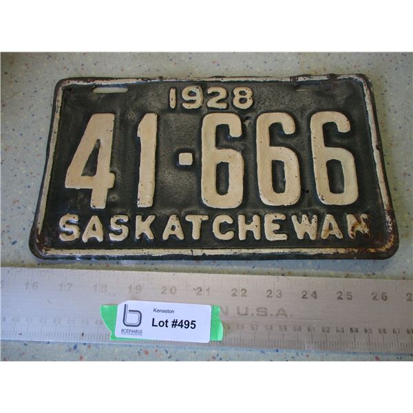 1928 Saskatchewan License Plate