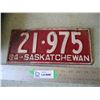 Image 1 : 1934 Saskatchewan License Plate