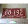 Image 1 : 1938 Saskatchewan License Plate