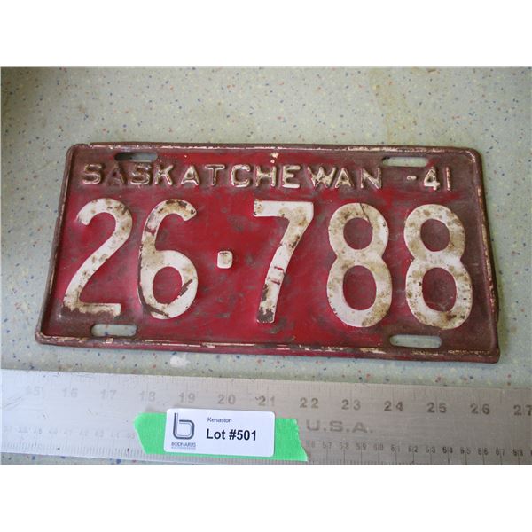 1941 Saskatchewan License Plate