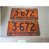 Image 1 : Pair of 1942 Saskatchewan License Plate
