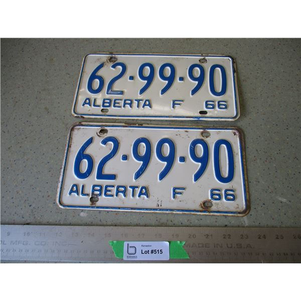 Pair of 1966 Alberta License Plates
