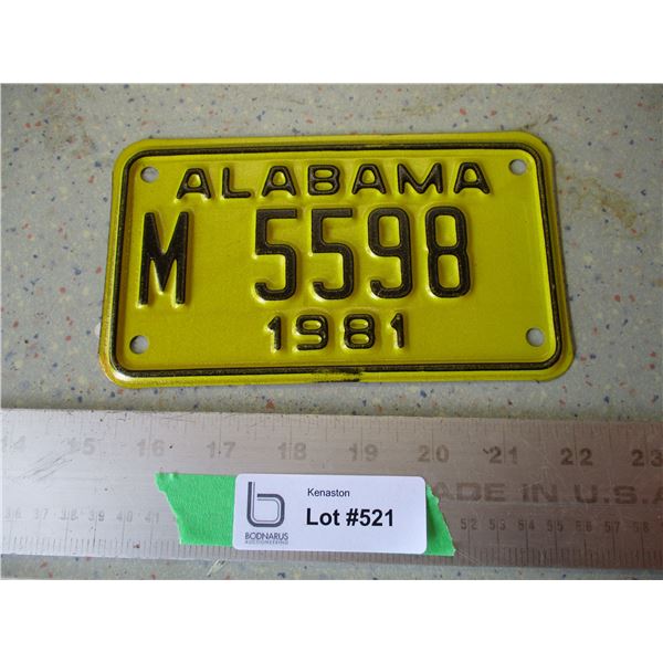 1981 Alabama Motorcycle License Plate