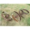 Image 1 : (3x Bid Price) (3) Steel Wheels (29" Diameter), Metal Ring Misc.