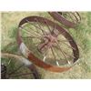 Image 3 : (3x Bid Price) (3) Steel Wheels (29" Diameter), Metal Ring Misc.