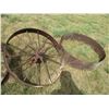 Image 4 : (3x Bid Price) (3) Steel Wheels (29" Diameter), Metal Ring Misc.