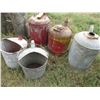 Image 3 : (2) Military Gas Cans, (13) Misc. Metal Gas Cans