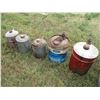 Image 5 : (2) Military Gas Cans, (13) Misc. Metal Gas Cans