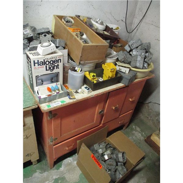 Pinkish Cabinet (42 x 32" Tall) with Electrical Building Supplies