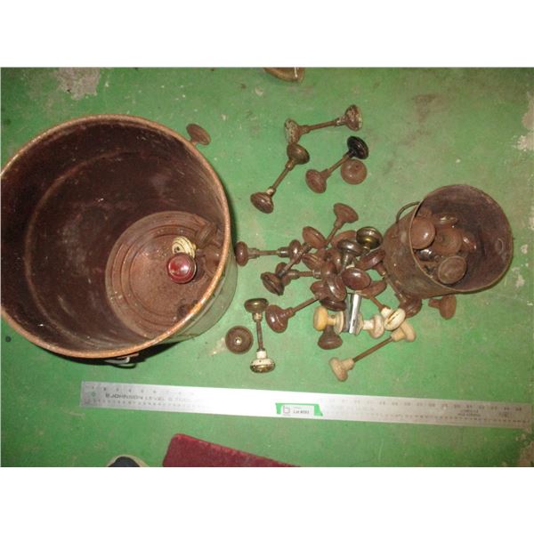 Bucket of Vintage Door Knobs (No Glass)
