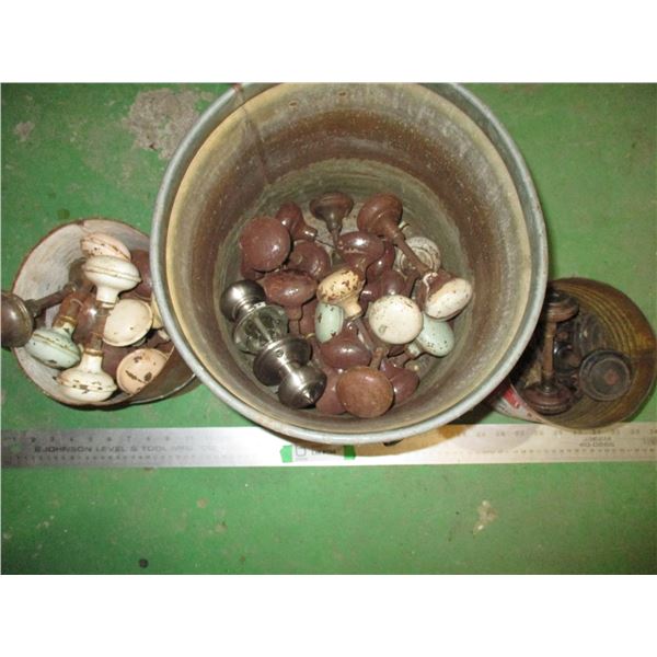 Bucket of Vintage Door Knobs (No Glass)