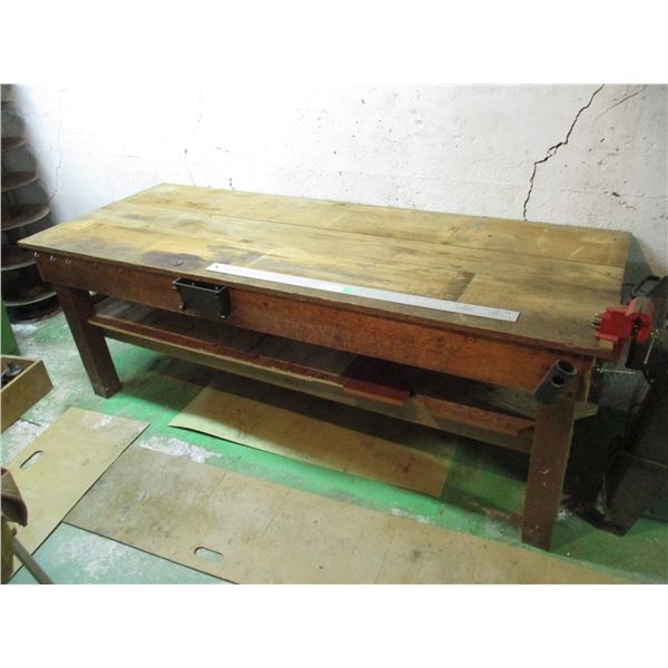 Wooden Workbench with Vise (79 x 31" Tall)
