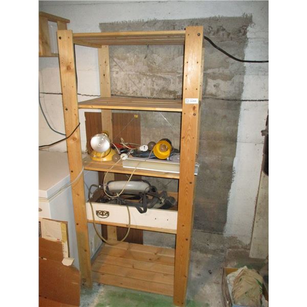 5 Tier Wooden Shelf with Contents (30 x 68" Tall)