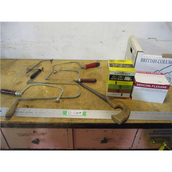 Coping Saws, Keyhole Saw, Colour Trim Autobody Primer, Misc.