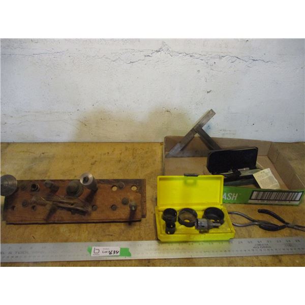 Analog Micrometer, Tray of Lathe Attachments, Misc.