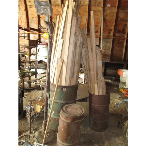 Cast Iron Stand Vintage Work Light, Misc. Lumber, Broom, Misc.