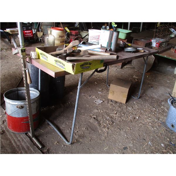 Battery Condition Indicator, Vintage Hammers, Pliers, Metal Table, Soil Test Probe, Scraper, Misc.