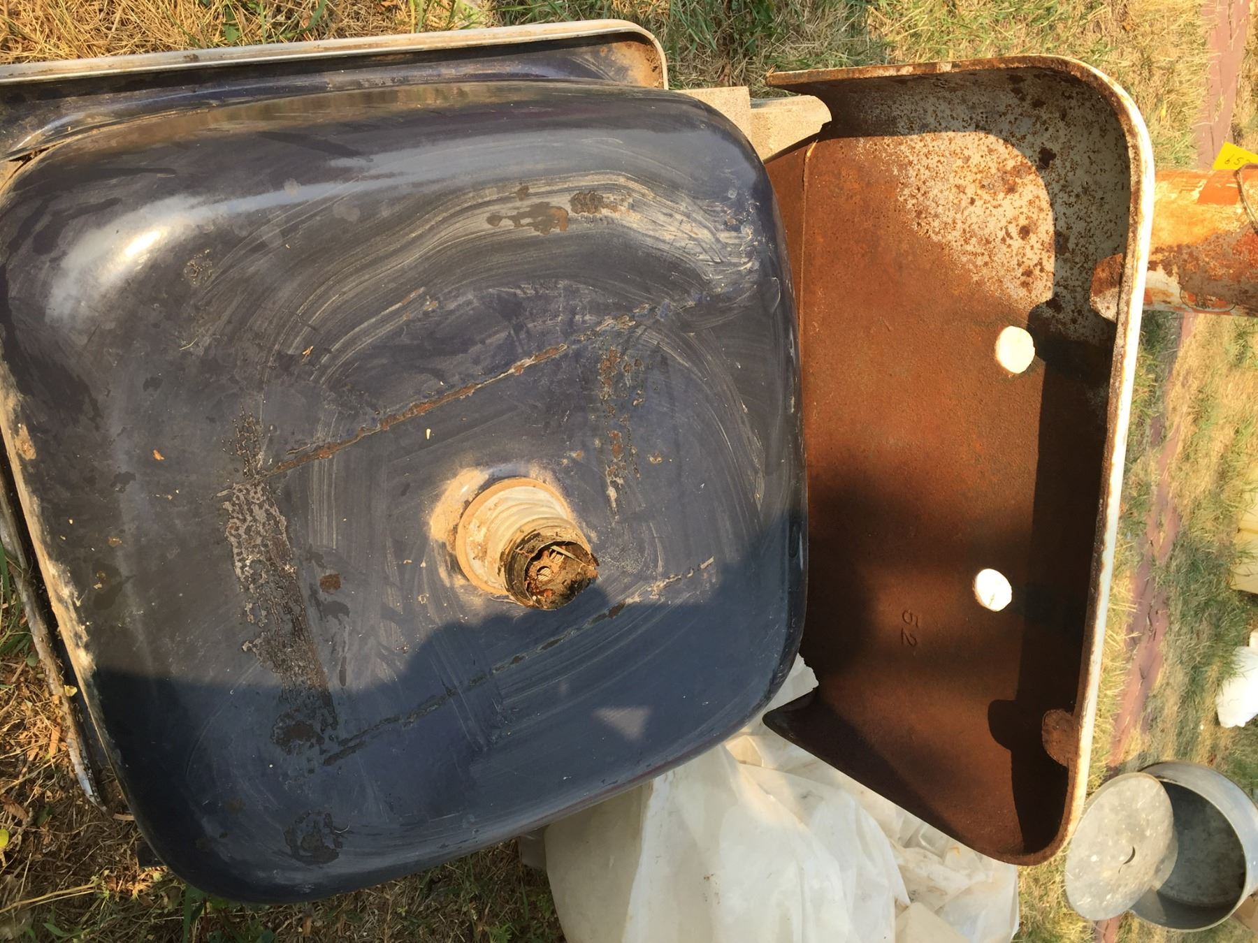 Vintage Enameled Cast Iron Sink with Matching Cast Iron Drain Board