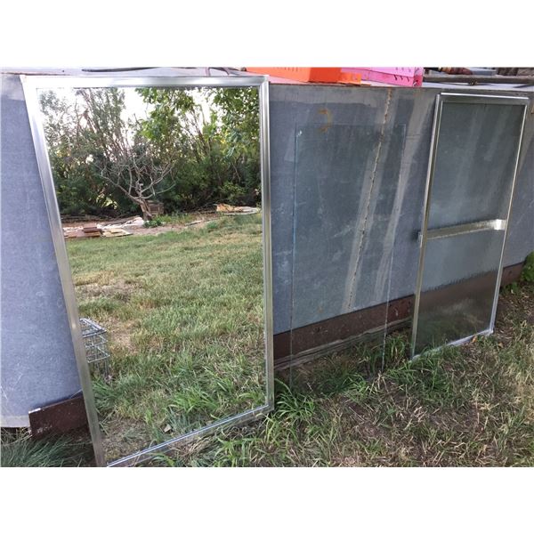 Textured Glass Shower Door (29 3/8 x 55"), Mirror (29 1/4 x 55"), Plate Glass Sheet (23.5 x 50")