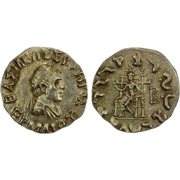 BACTRIA: Hermaios, ca. 90-70 BC, AR drachm (2.47g), AU
