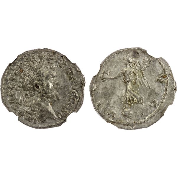 ROMAN EMPIRE: Septimius Severus, 193-211, AR denarius (3.63g), Emesa, 194-195, NGC Choice AU