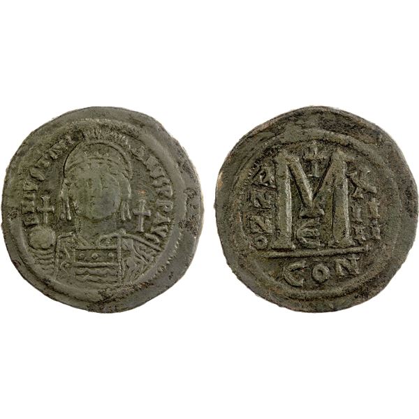 BYZANTINE EMPIRE: Justinian I, 527-565, AE follis (23.51g), Constantinople, year 14, VF-EF