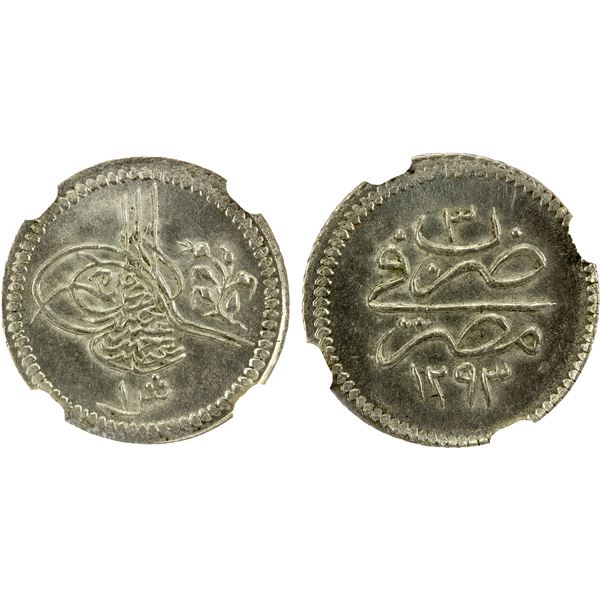 EGYPT: Abdul Hamid II, 1876-1909, AR qirsh, AH1293 year 3, NGC MS63