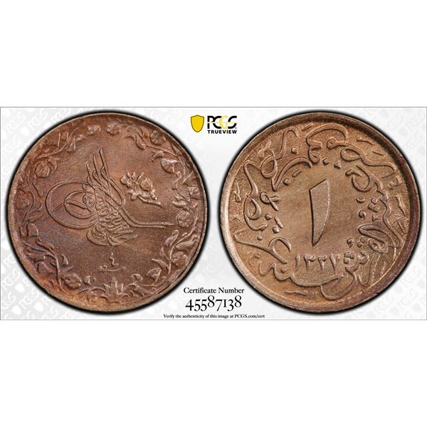 EGYPT: Mohammad V, 1909-1914, 1/10 qirsh, Misr, AH1327 year 1, PCGS MS65