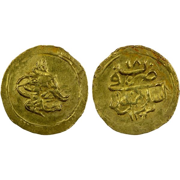 TURKEY: Selim III, 1789-1807, AV 1/4 sultani (0.87g), Islambul, AH1203 year 18, lustrous AU