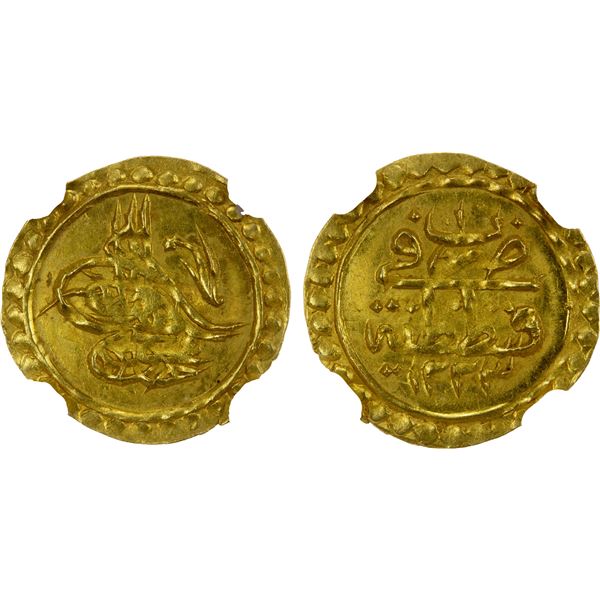 TURKEY: Mahmud II, 1808-1839, AV rubiye, Kostantiniye, AH1223 year 1, NGC MS65