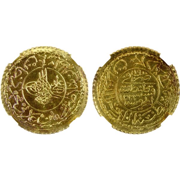 TURKEY: Mahmud II, 1808-1839, AV cedid adli, Kostantiniye, AH1223 year 19, NGC MS64