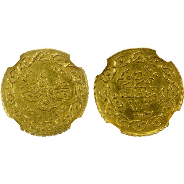 TURKEY: Mahmud II, 1808-1839, AV cedid mahmudiye, Kostantiniye, AH1223 year 26, NGC AU50