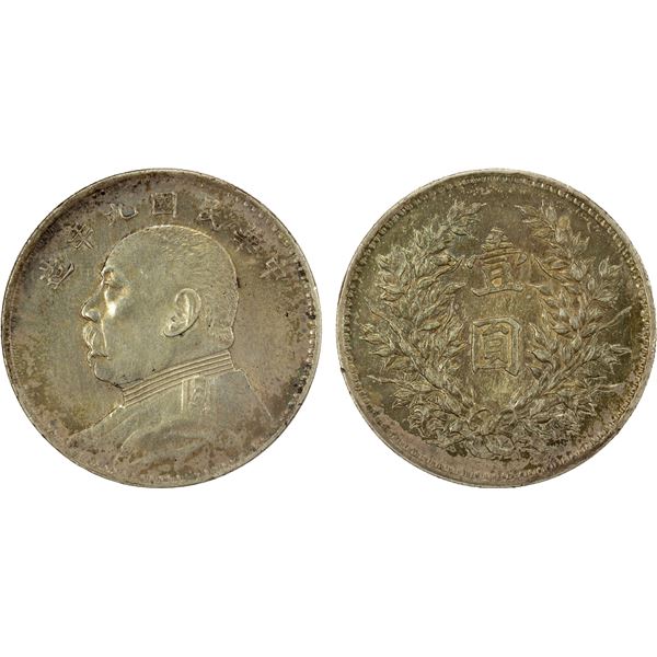 CHINA: Republic, AR dollar, year 9 (1920), EF-AU