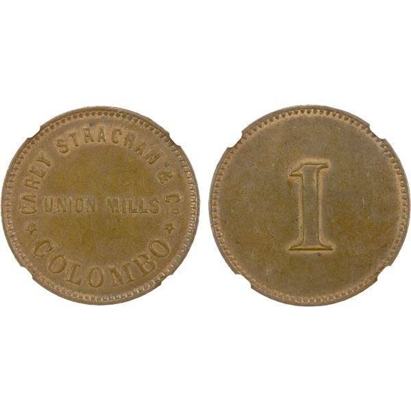 CEYLON: Plantation Tokens, AE token, ND (1873), NGC MS61 BN