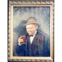 J.K. HANSEGGER 077 O/C MAN W/ WINE GLASS 18"X24" (