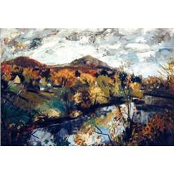 J.K. HANSEGGER 721 AUTUMN HILLSIDE LANDSCAPE WITH